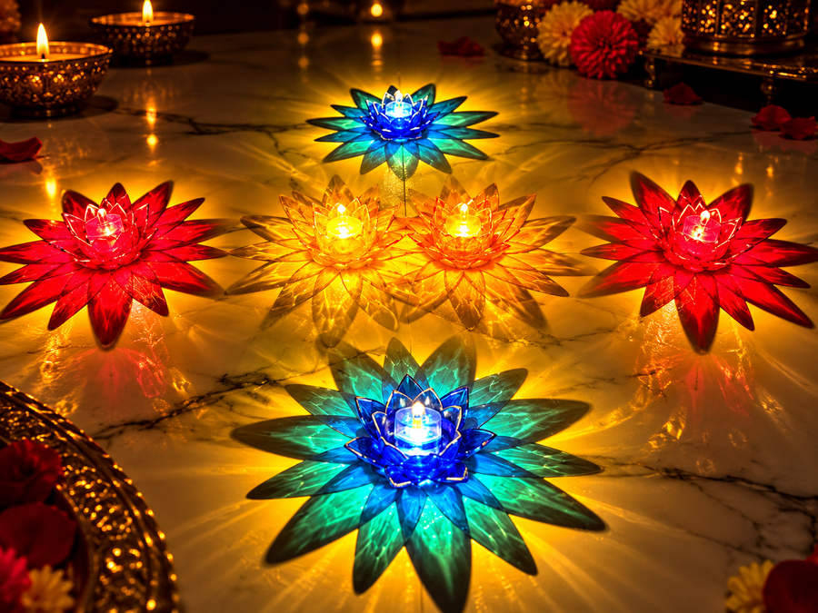 Lotus Reflection Diya Set — Pack of 12