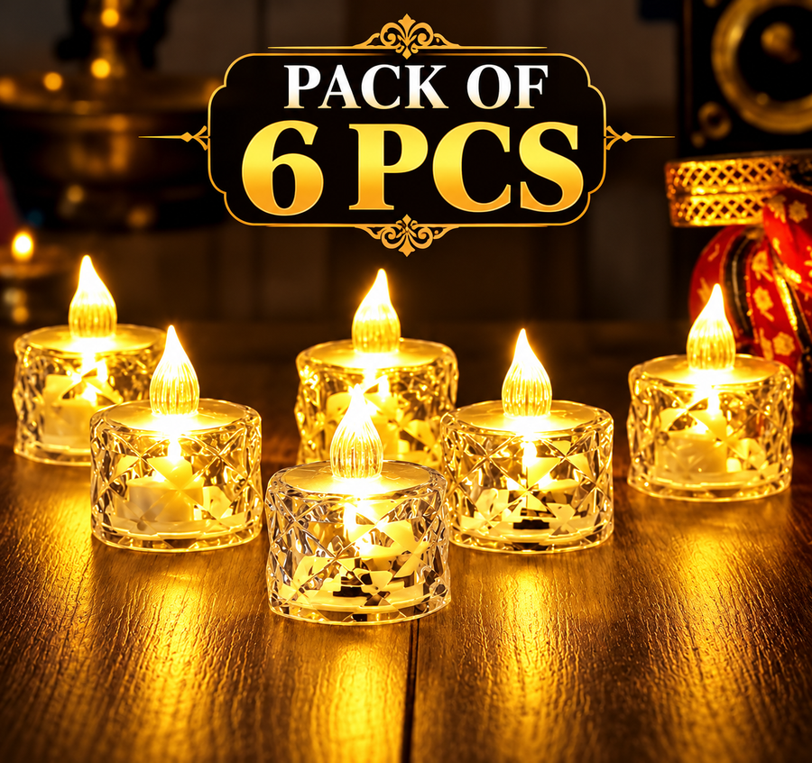 CrystalGlow™ Flameless LED Tealight Candles — Pack of 6